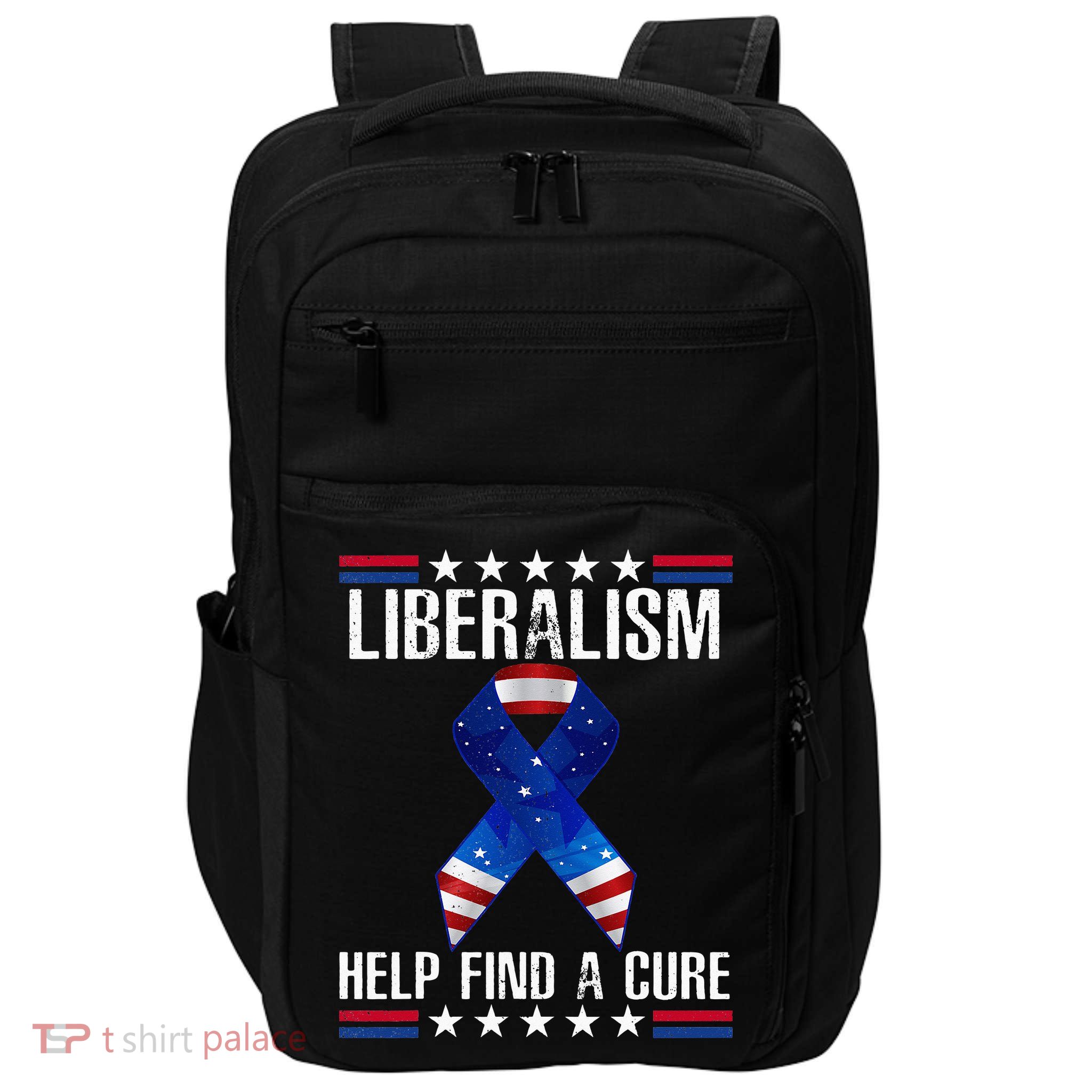 Liberalism Help Find The Cure USA Ribbon Funny Political  Impact Tech Backpack