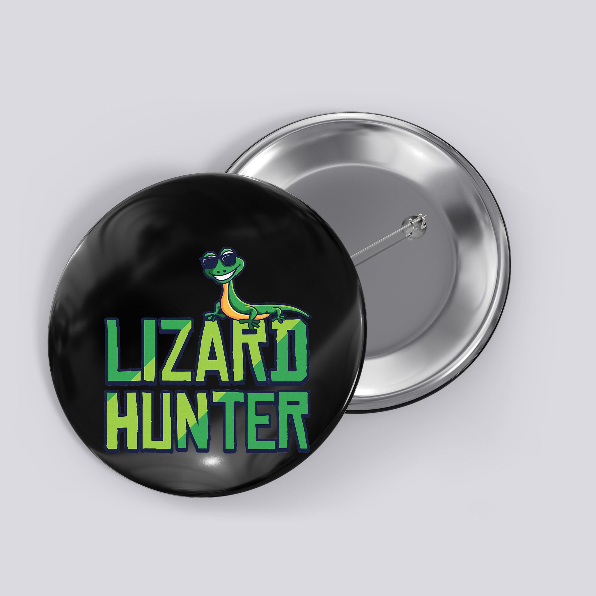 Lizard Hunter Funny Gecko Reptile Owner Gift Button