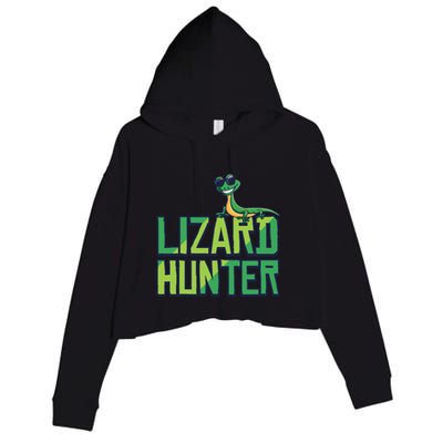 Lizard Hunter Funny Gecko Reptile Owner Gift Crop Fleece Hoodie