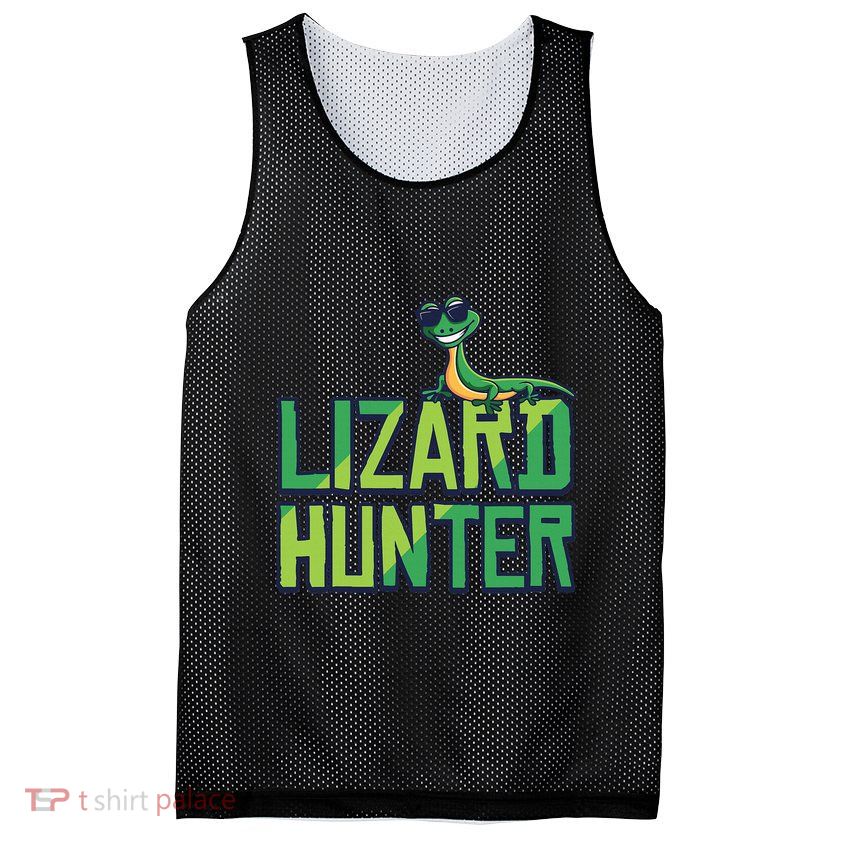 Lizard Hunter Funny Gecko Reptile Owner Gift Mesh Reversible Basketball Jersey Tank