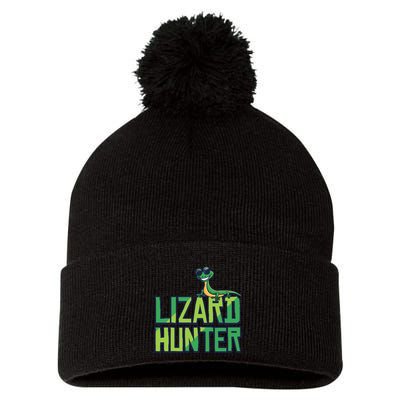 Lizard Hunter Funny Gecko Reptile Owner Gift Pom Pom 12in Knit Beanie