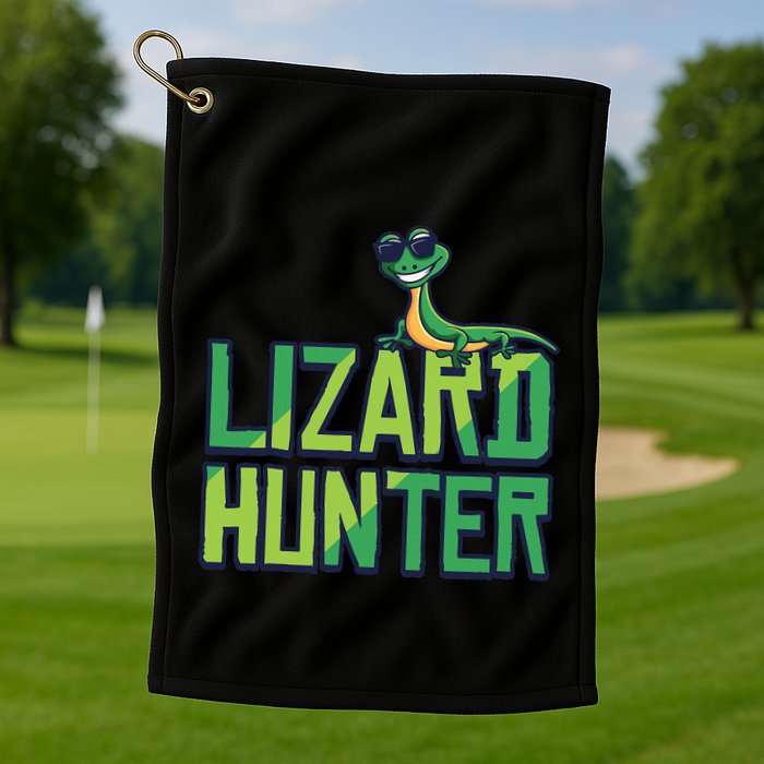 Lizard Hunter Funny Gecko Reptile Owner Gift Golf Towel
