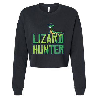 Lizard Hunter Funny Gecko Reptile Owner Gift Cropped Pullover Crew
