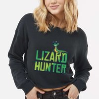 Lizard Hunter Funny Gecko Reptile Owner Gift Cropped Pullover Crew
