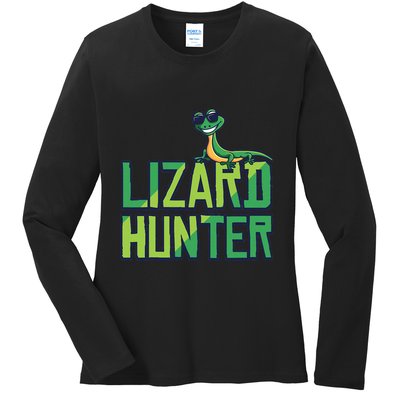 Lizard Hunter Funny Gecko Reptile Owner Gift Ladies Long Sleeve Shirt