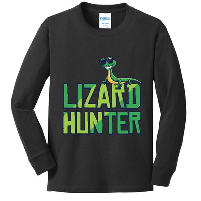 Lizard Hunter Funny Gecko Reptile Owner Gift Kids Long Sleeve Shirt
