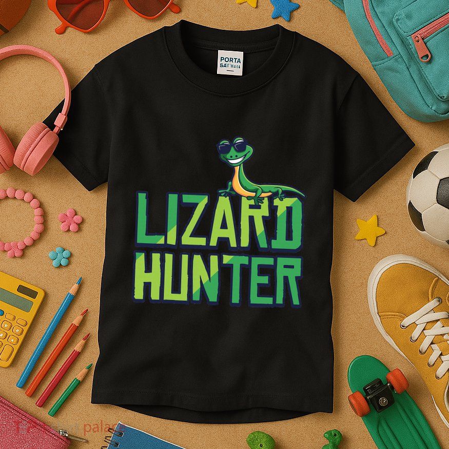 Lizard Hunter Funny Gecko Reptile Owner Gift Kids T-Shirt