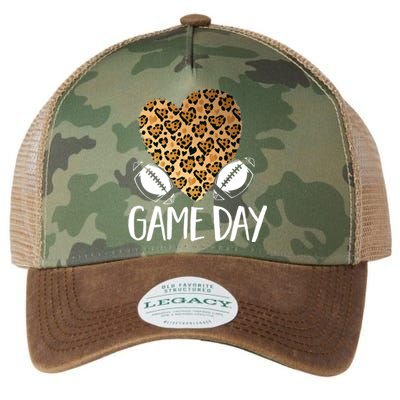 Leopard Heart Football Mom Game Day Gift Legacy Tie Dye Trucker Hat