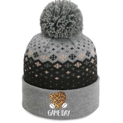 Leopard Heart Football Mom Game Day Gift The Baniff Cuffed Pom Beanie