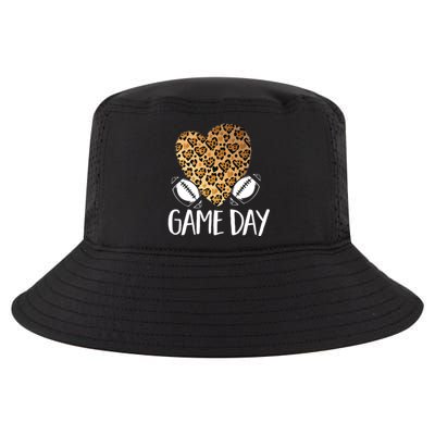 Leopard Heart Football Mom Game Day Gift Cool Comfort Performance Bucket Hat