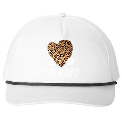 Leopard Heart Football Mom Game Day Gift Snapback Five-Panel Rope Hat