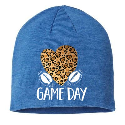 Leopard Heart Football Mom Game Day Gift Sustainable Beanie