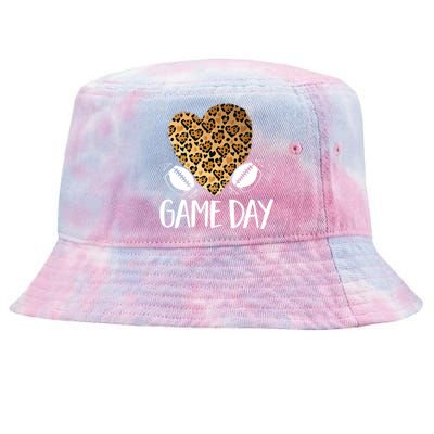 Leopard Heart Football Mom Game Day Gift Tie-Dyed Bucket Hat