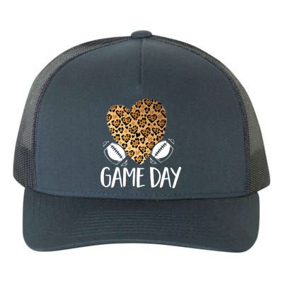 Leopard Heart Football Mom Game Day Gift Yupoong Adult 5-Panel Trucker Hat