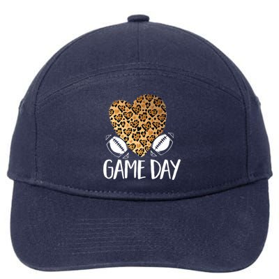 Leopard Heart Football Mom Game Day Gift 7-Panel Snapback Hat