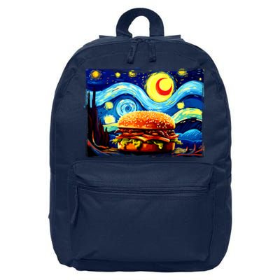 Love Hamburger Food Burger Van Gogh 16 in Basic Backpack