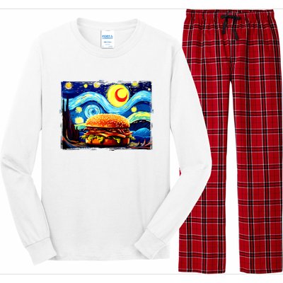 Love Hamburger Food Burger Van Gogh Long Sleeve Pajama Set