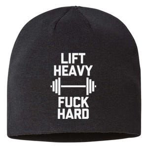 Lift Heavy Fuck Hard Cool Funny Weightlifting Workout Gym Sustainable Beanie