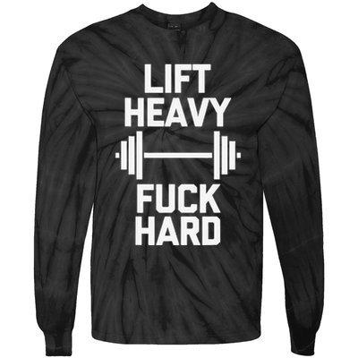 Lift Heavy Fuck Hard Cool Funny Weightlifting Workout Gym Tie-Dye Long Sleeve Shirt