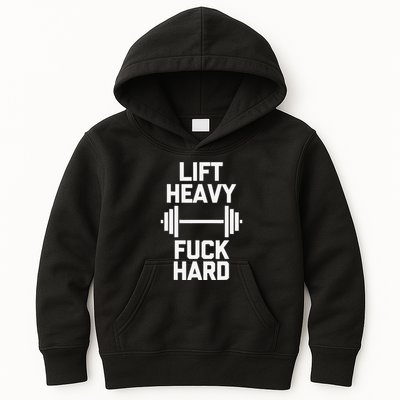 Lift Heavy Fuck Hard Cool Funny Weightlifting Workout Gym Kids Hoodie