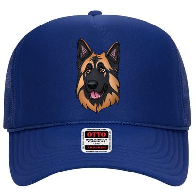 Long Hair Ger Shepherd Dog Funny Gift High Crown Mesh Back Trucker Hat