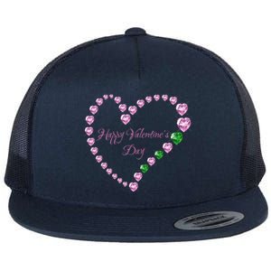 Love! Heartgiftshaped Gemstones Image Valentine Gift Flat Bill Trucker Hat