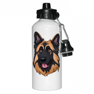 Long Hair Ger Shepherd Dog Funny Gift Aluminum Water Bottle 