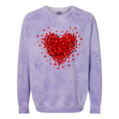 Love Heart Graphic Valentines Day Colorblast Crewneck Sweatshirt