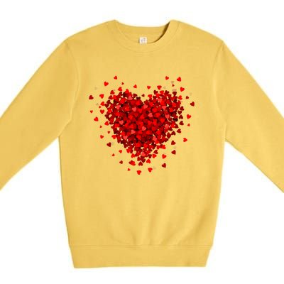 Love Heart Graphic Valentines Day Premium Crewneck Sweatshirt