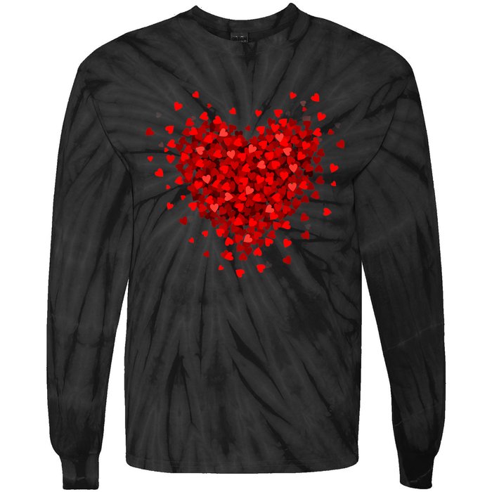 Love Heart Graphic Valentines Day Tie-Dye Long Sleeve Shirt