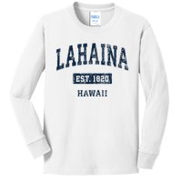 Lahaina Hawaii Hi Vintage Sports Established Kids Long Sleeve Shirt