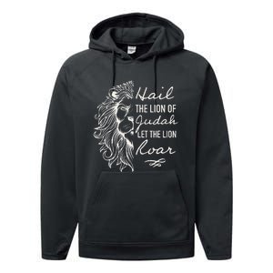 Lion Hail Hail Lion Of Judah Let The Lion Roar Christian Performance Fleece Hoodie