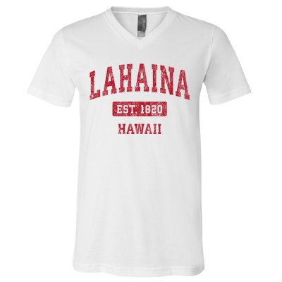 Lahaina Hawaii Hi Vintage Sports V-Neck T-Shirt