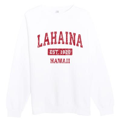 Lahaina Hawaii Hi Vintage Sports Premium Crewneck Sweatshirt