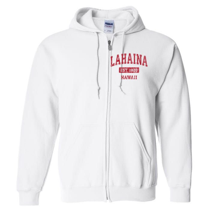 Lahaina Hawaii Hi Vintage Sports Full Zip Hoodie