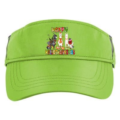 Llama Happy Hallothanksmas Halloween Thanksgiving Xmas Adult Drive Performance Visor