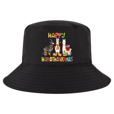 Llama Happy Hallothanksmas Halloween Thanksgiving Xmas Cool Comfort Performance Bucket Hat