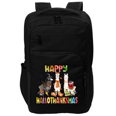 Llama Happy Hallothanksmas Halloween Thanksgiving Xmas Impact Tech Backpack