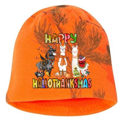 Llama Happy Hallothanksmas Halloween Thanksgiving Xmas Kati - Camo Knit Beanie