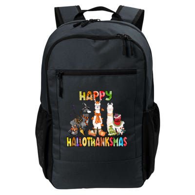 Llama Happy Hallothanksmas Halloween Thanksgiving Xmas Daily Commute Backpack