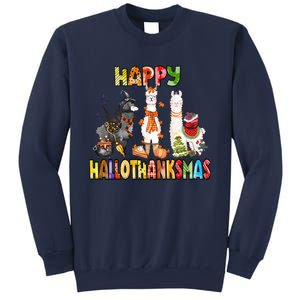 Llama Happy Hallothanksmas Halloween Thanksgiving Xmas Sweatshirt