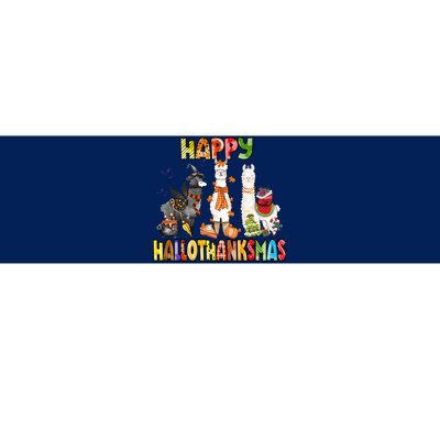 Llama Happy Hallothanksmas Halloween Thanksgiving Xmas Bumper Sticker