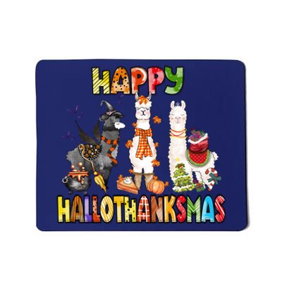 Llama Happy Hallothanksmas Halloween Thanksgiving Xmas Mousepad