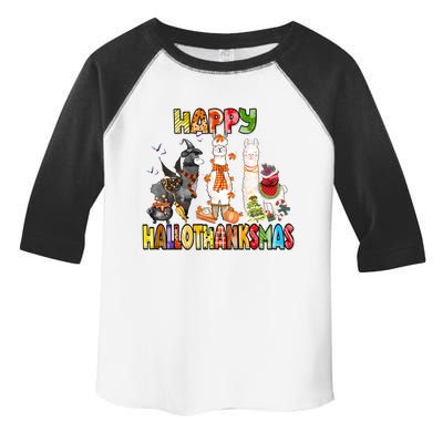 Llama Happy Hallothanksmas Halloween Thanksgiving Xmas Toddler Fine Jersey T-Shirt