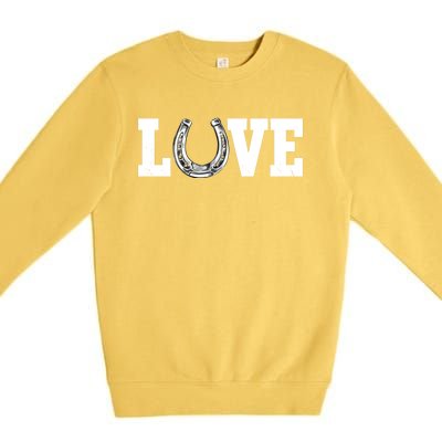 Love Horseshoe Horse Horseback Riding Lover Cow Gift Premium Crewneck Sweatshirt