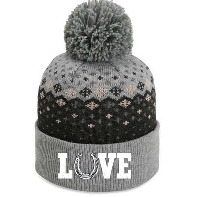 Love Horseshoe Horse Horseback Riding Lover Cow Gift The Baniff Cuffed Pom Beanie