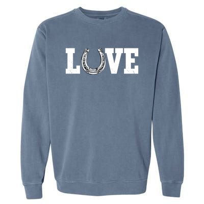 Love Horseshoe Horse Horseback Riding Lover Cow Gift Garment-Dyed Sweatshirt