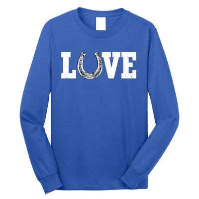 Love Horseshoe Horse Horseback Riding Lover Cow Gift Long Sleeve Shirt