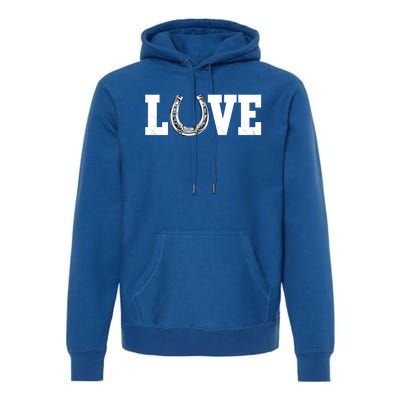 Love Horseshoe Horse Horseback Riding Lover Cow Gift Premium Hoodie