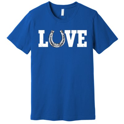 Love Horseshoe Horse Horseback Riding Lover Cow Gift Premium T-Shirt